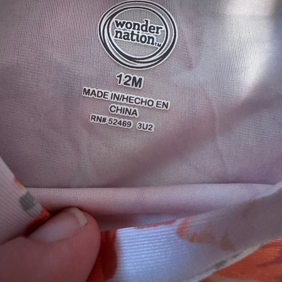 Wonder Nation Baby Girl Long Sleeve Rash Guard Swimsuit UPF 50. 12Months NWT - Picture 4 of 6